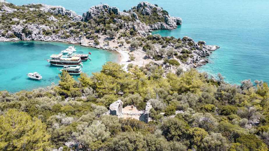 watercrafts on gebekse bay in marmaris turkey